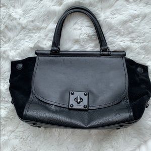 Coach black mixed leather drifter carryall bag